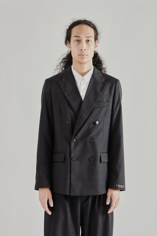 A Kind Of Guise SS26 Double Breasted Peak Blazer Checkered Black0613