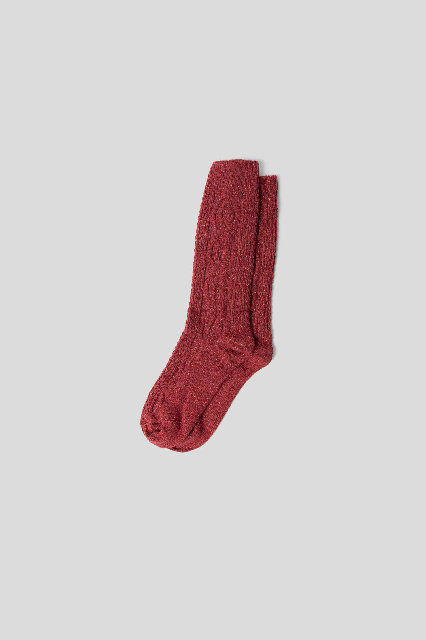 American Trench Wool Silk Cable Knit Sock Rust 01