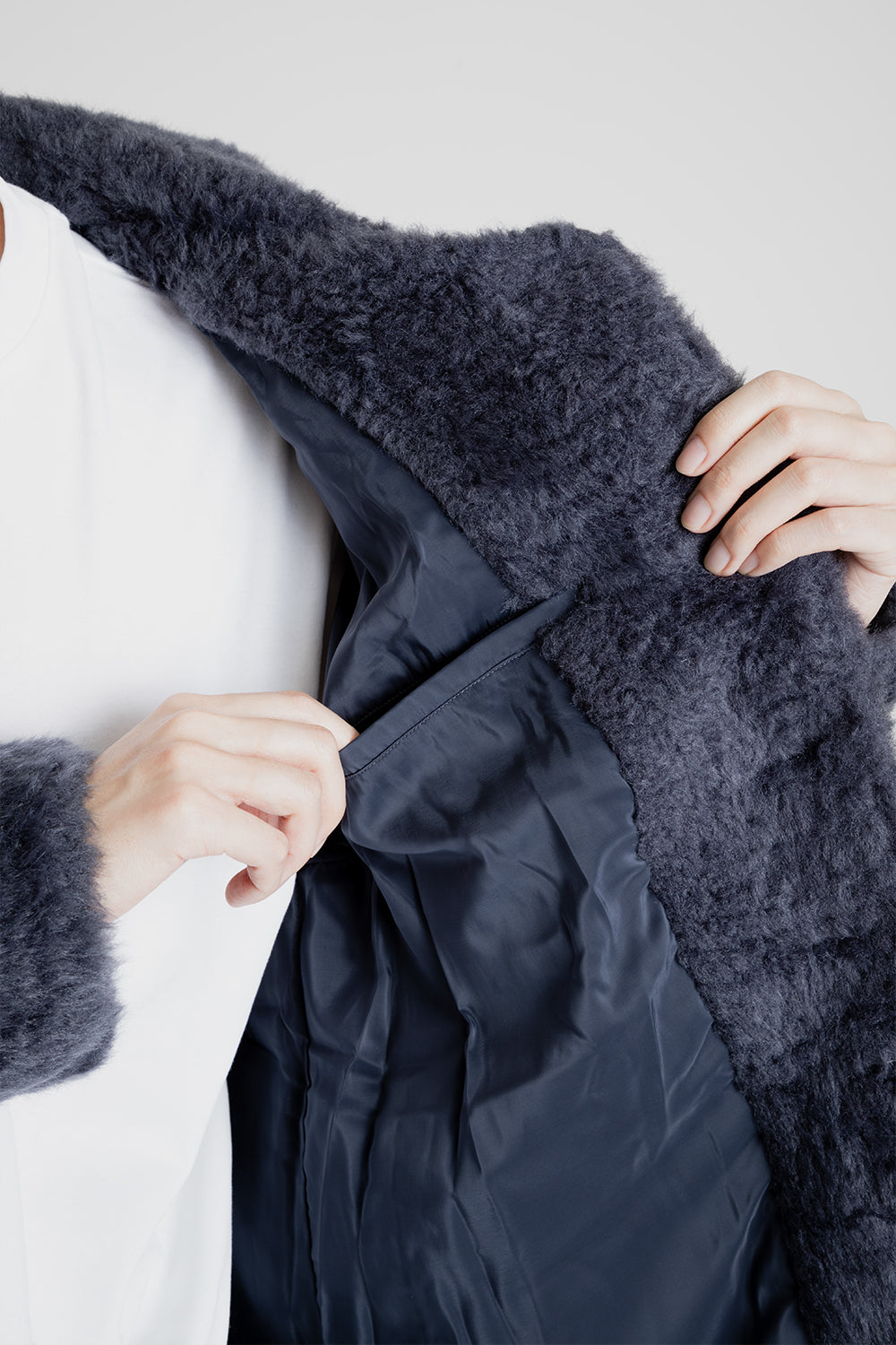 Amomento Fur Mid Coat in Charcoal