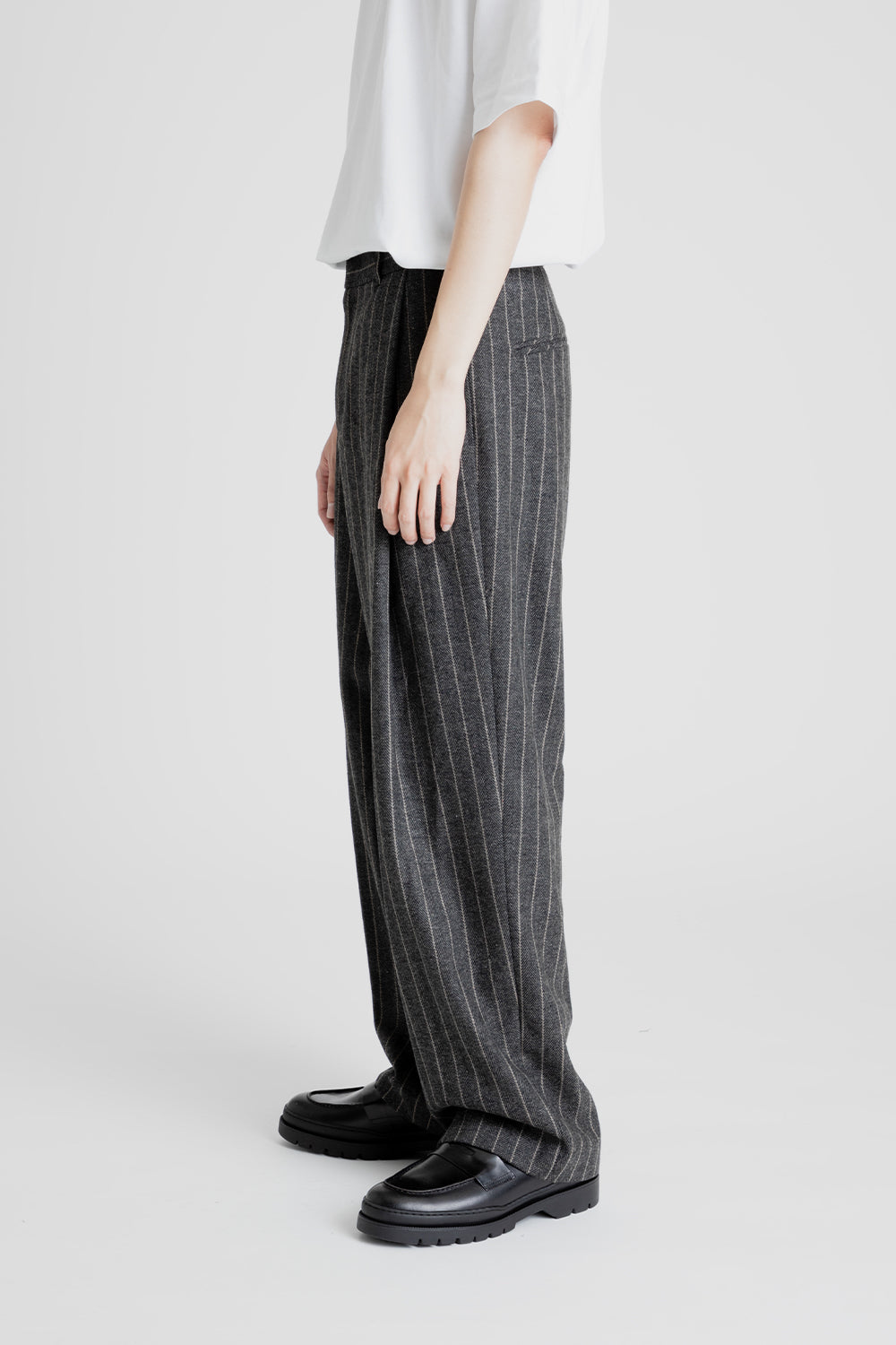 Amomento Wool Stripes Martin Pants in Grey