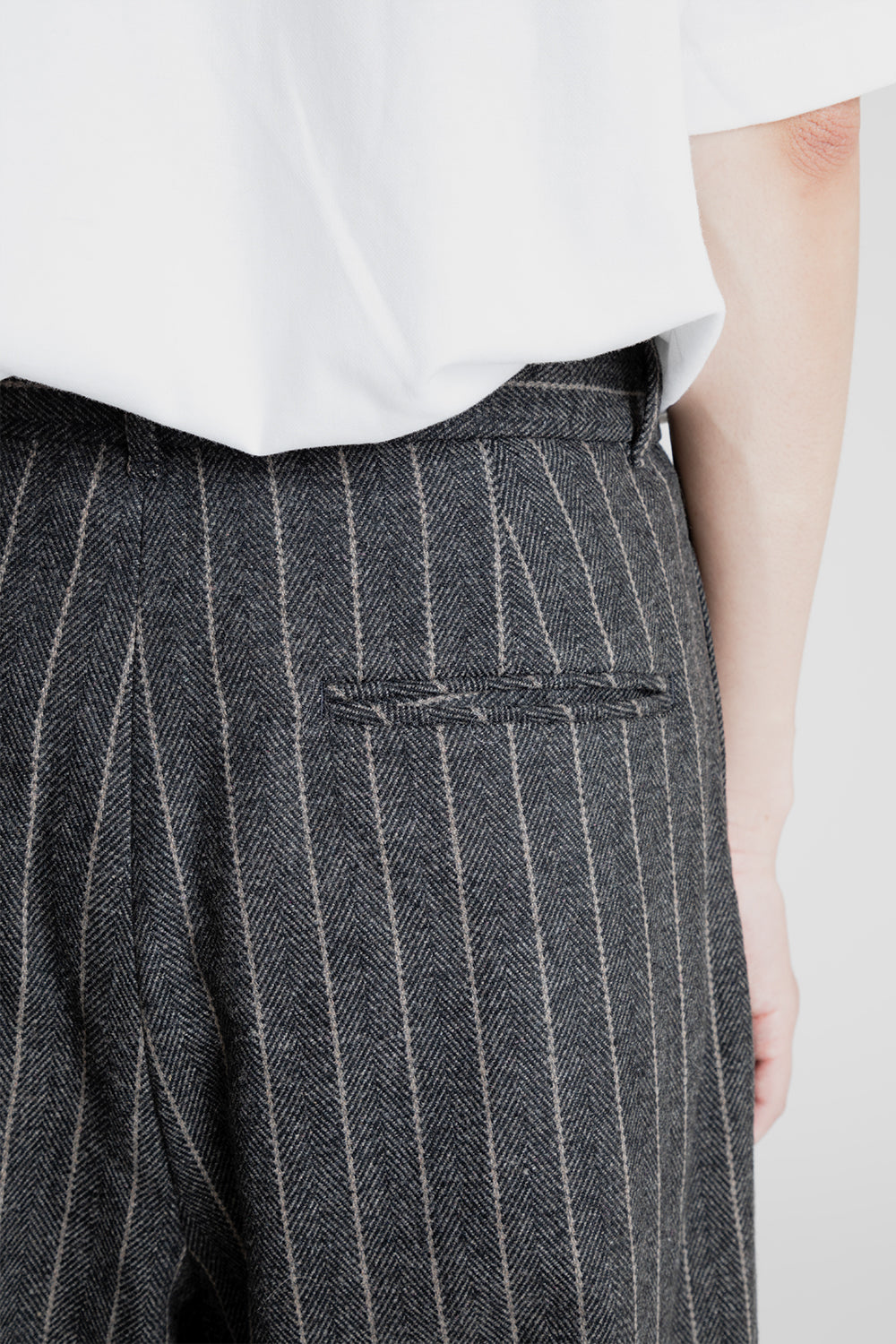 Amomento Wool Stripes Martin Pants in Grey