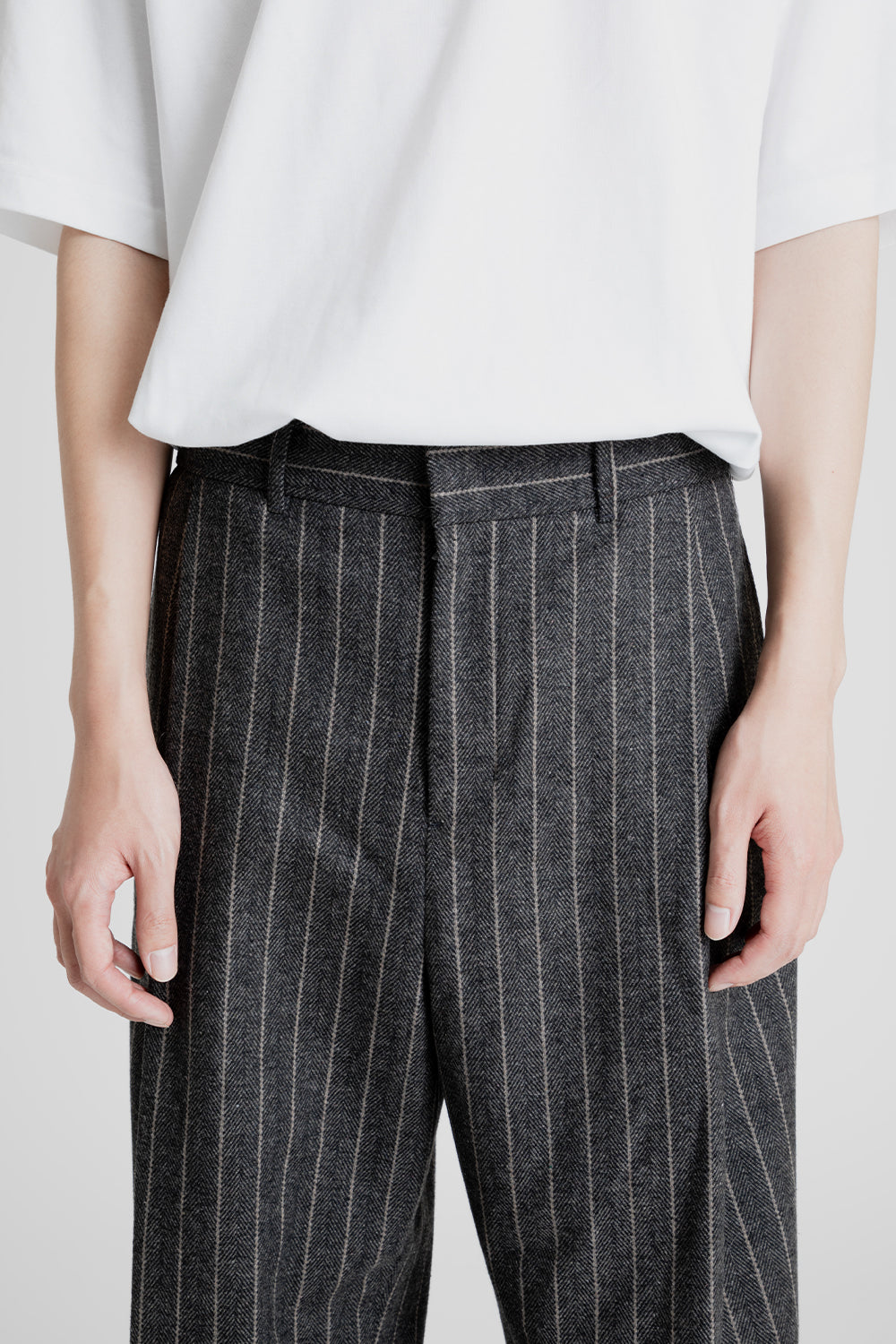 Amomento Wool Stripes Martin Pants in Grey