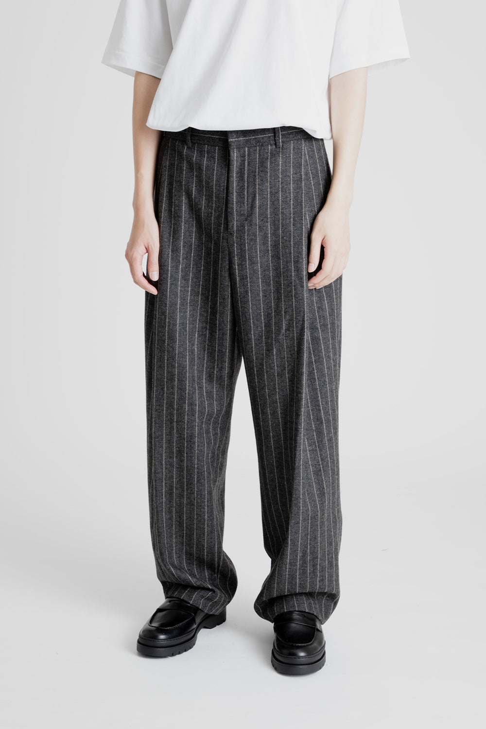 Amomento Wool Stripes Martin Pants in Grey | Wallace Mercantile Shop