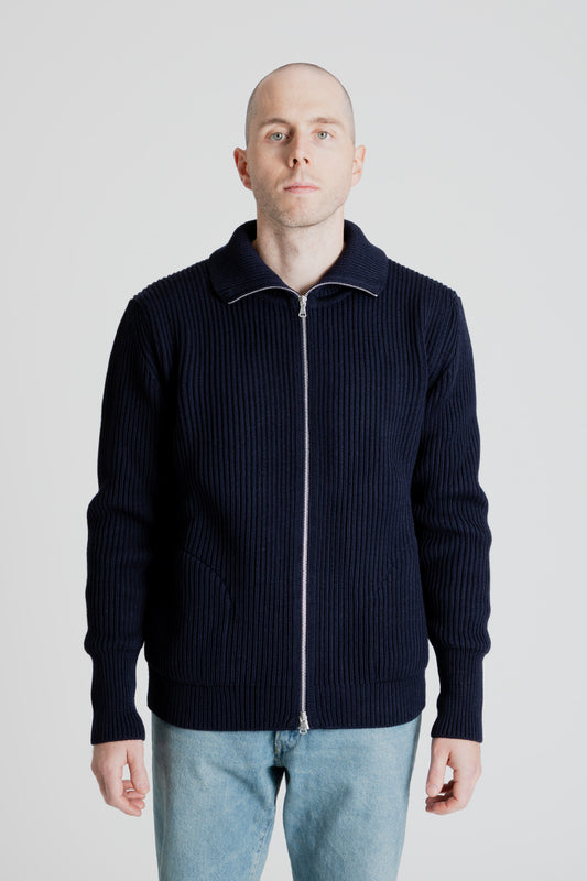 Andersen-Andersen Navy Full-Zip with Pockets - Navy Blue