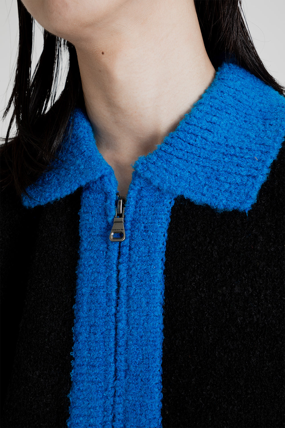 Andersson Bell Collar Zip Knit Cardigan in Black