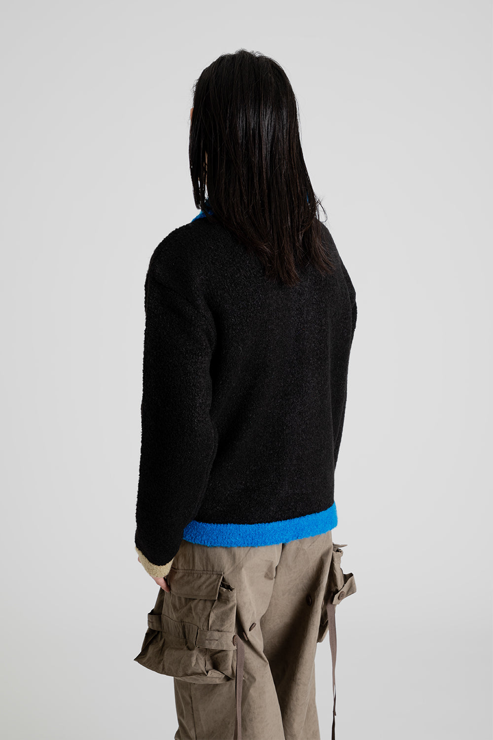 Andersson Bell Collar Zip Knit Cardigan in Black