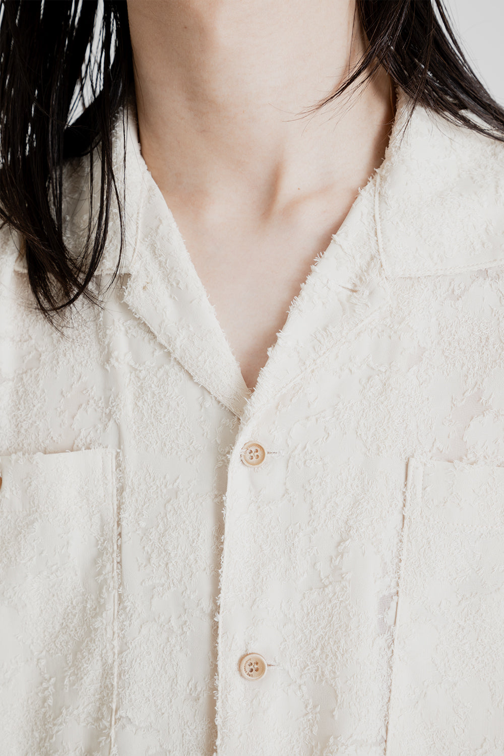 Andersson Bell Bali Sheer Open Collar Shirt in Ecru