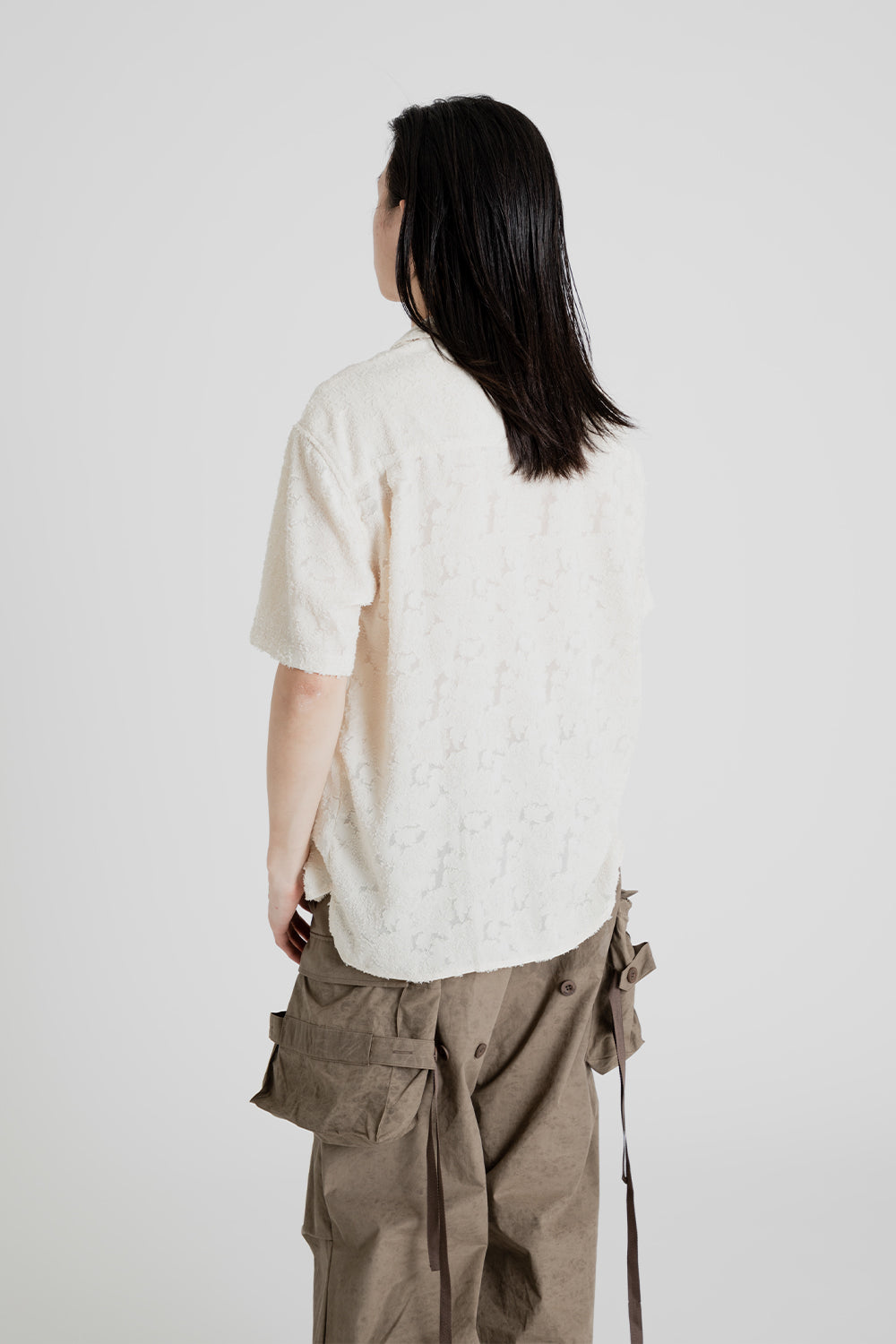 Andersson Bell Bali Sheer Open Collar Shirt in Ecru