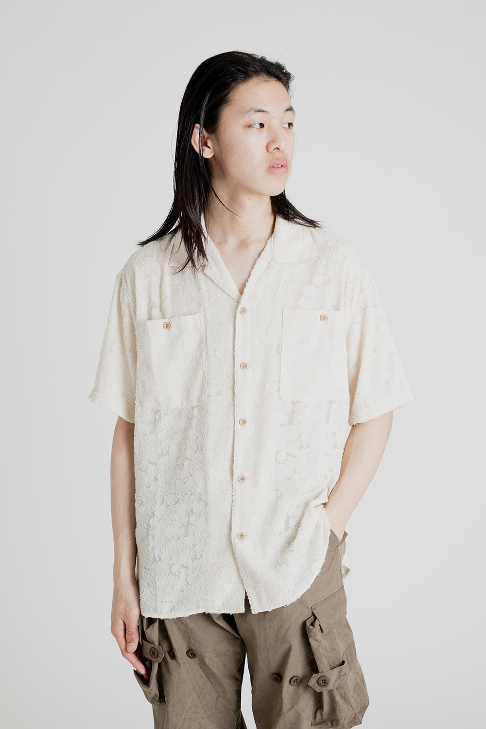 Andersson Bell Bali Sheer Open Collar Shirt in Ecru