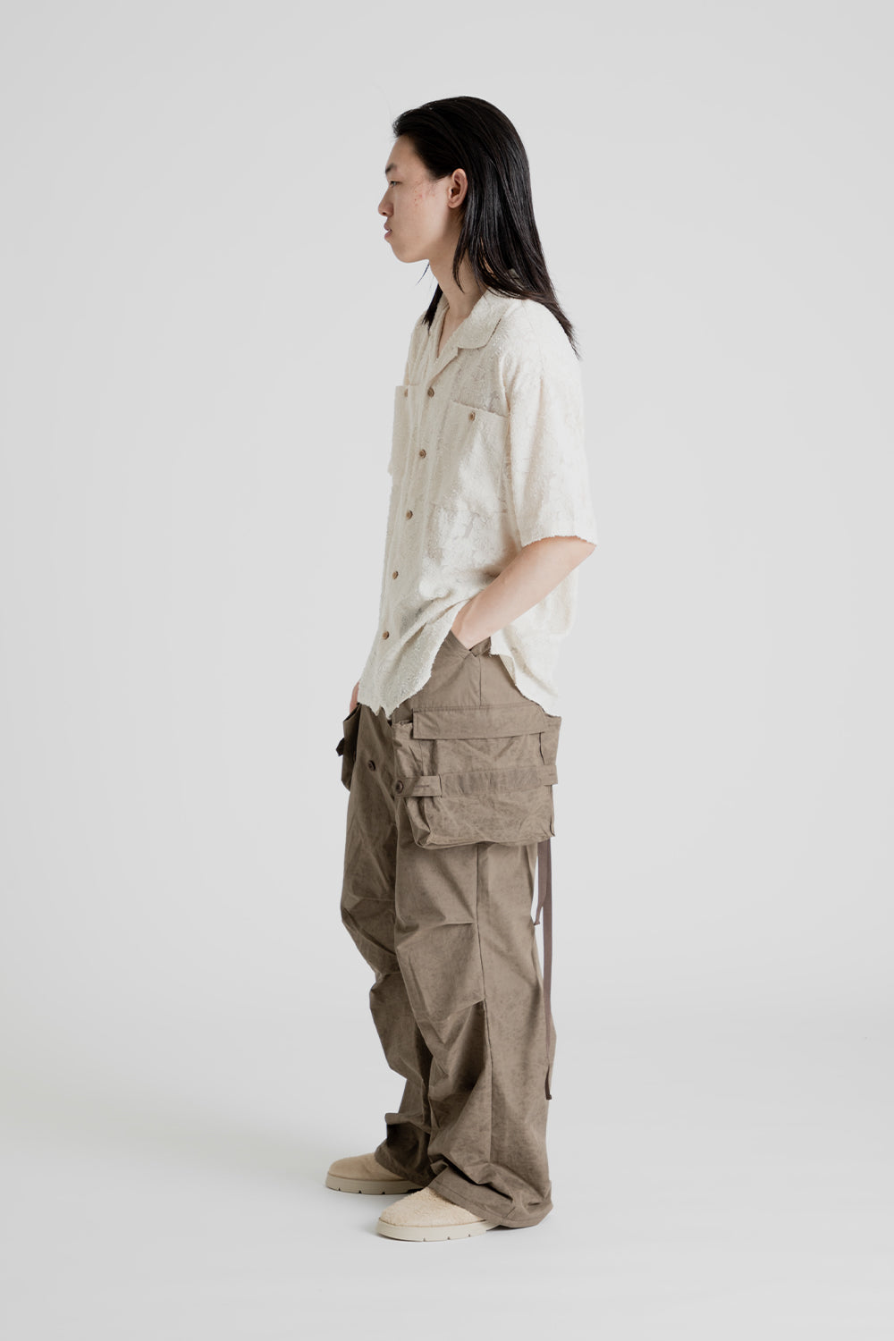 Andersson Bell Bali Sheer Open Collar Shirt in Ecru