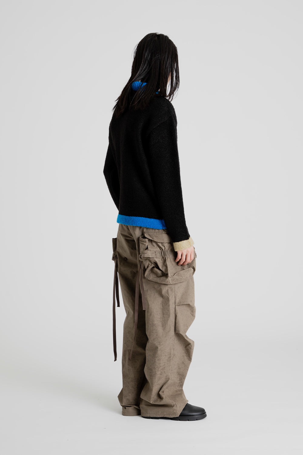 Andersson Bell Collar Zip Knit Cardigan in Black