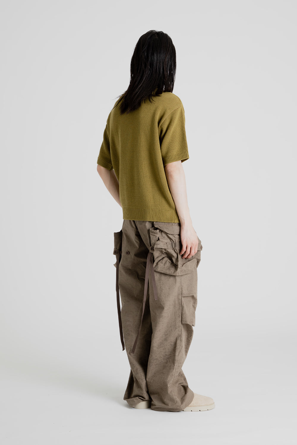 Andersson Bell London Argyle Jacquared Short Sleeve Polo Knit in Khaki