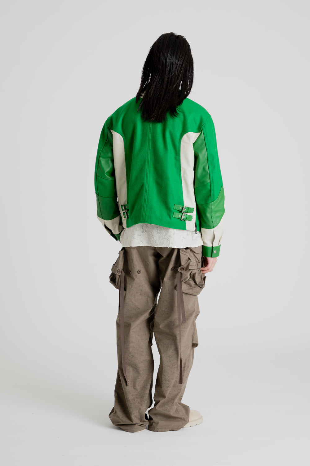 Andersson Bell Motorcycle Leather Varsity Jacket in Green