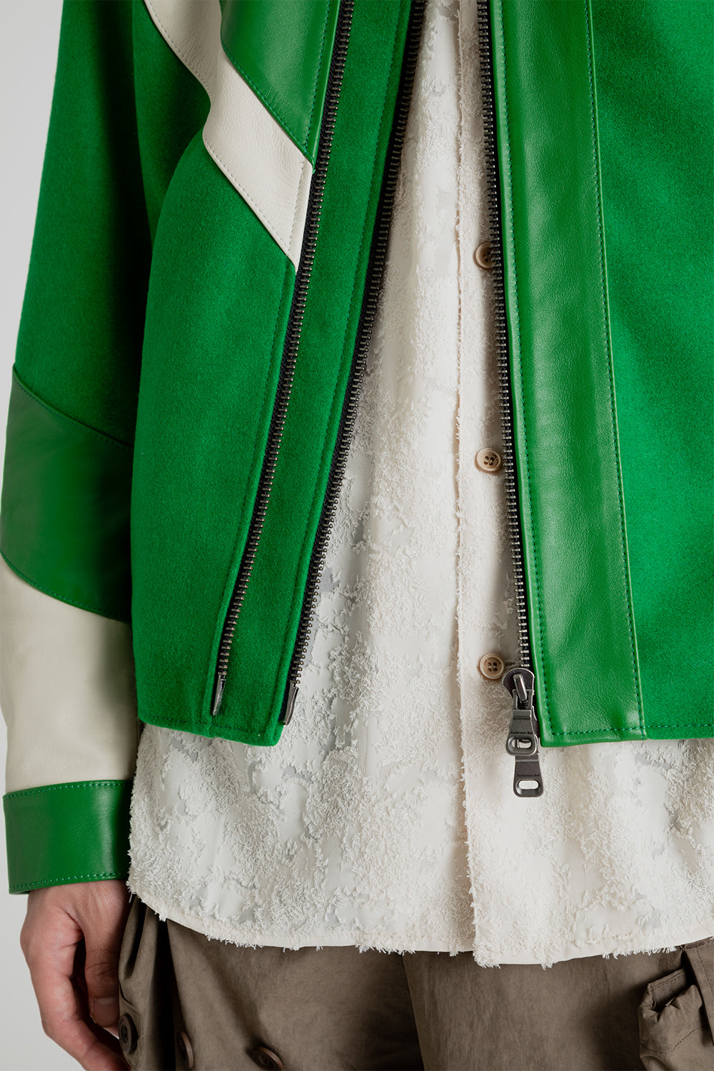 Motorcycle Leather Varsity Jacket - Green - Wallace Mercantile Shop