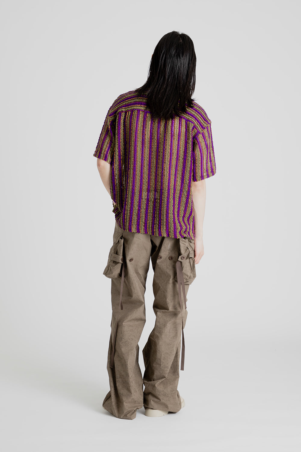 Andersson Bell Sheer Knit Open Collar Shirt in Purple