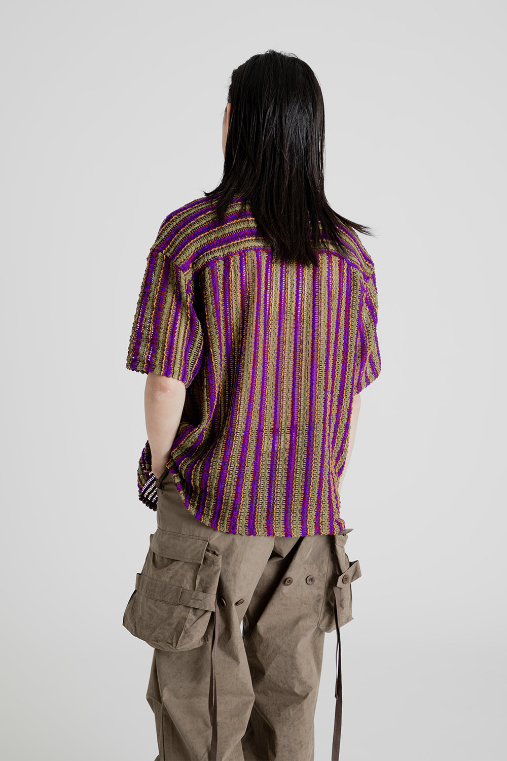 Andersson Bell Sheer Knit Open Collar Shirt in Purple