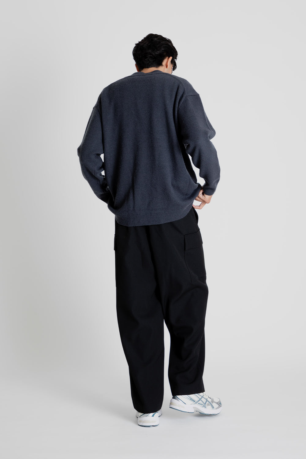 ATON Back Satin Field Cargo Pants in Black
