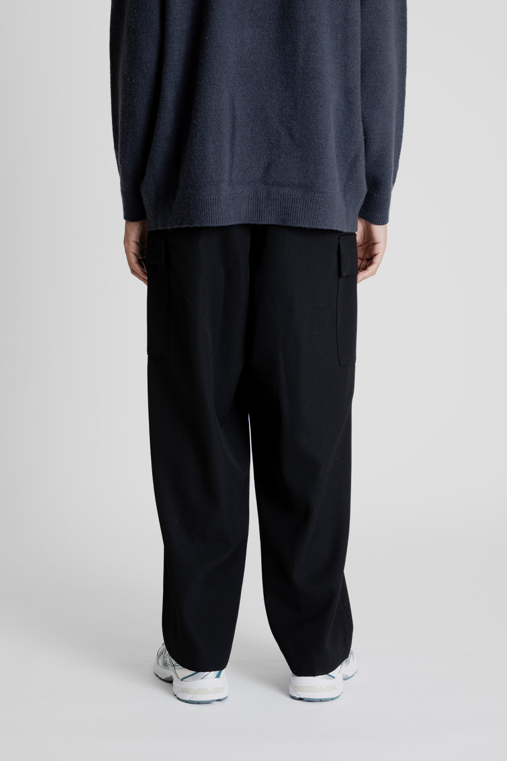 ATON Back Satin Field Cargo Pants in Black