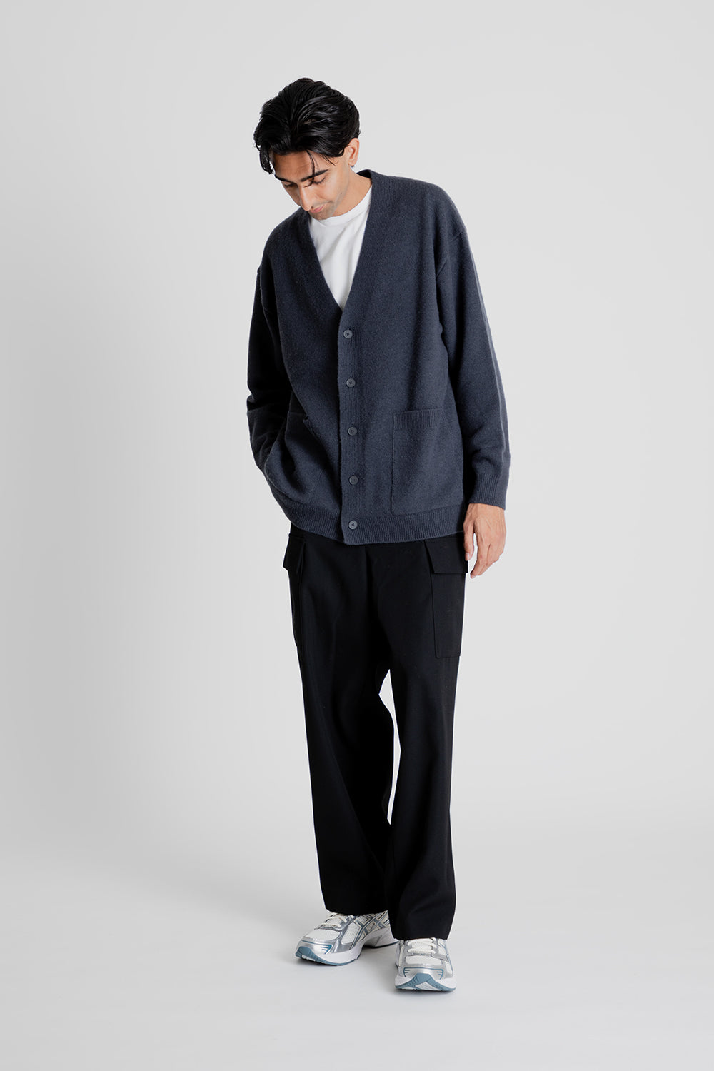 ATON Back Satin Field Cargo Pants in Black