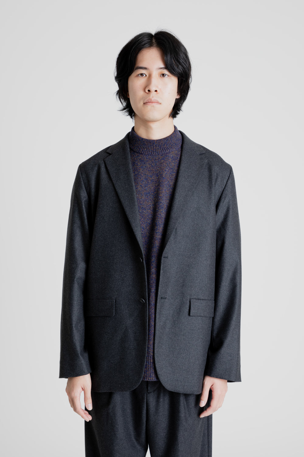 半額以下で買えるクーポン特集 Aton Gray Charcoal in Jacket Tailored Flannel College Merino スーツ