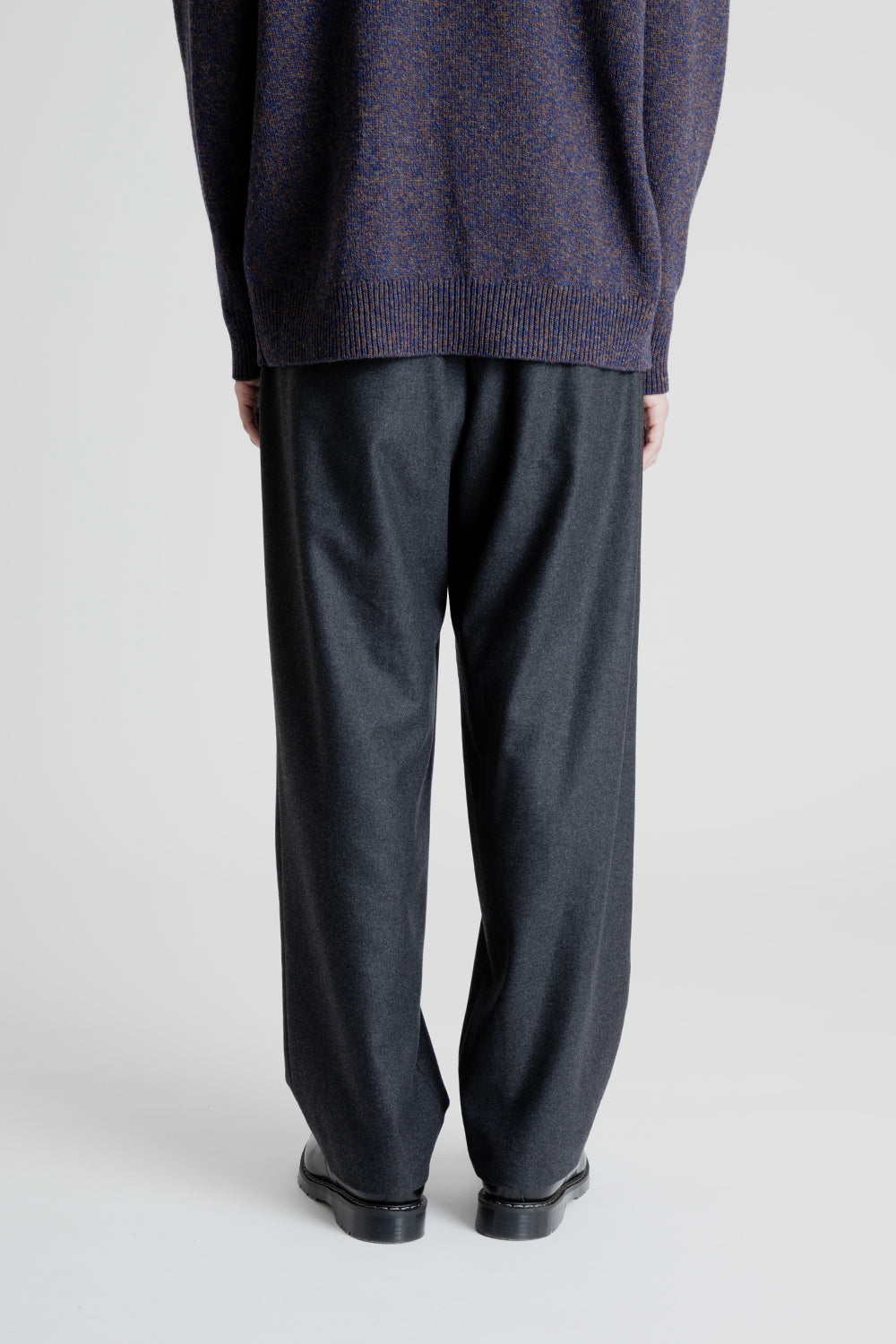 Aton Merino College Flannel Wide Pants in Charcoal Gray