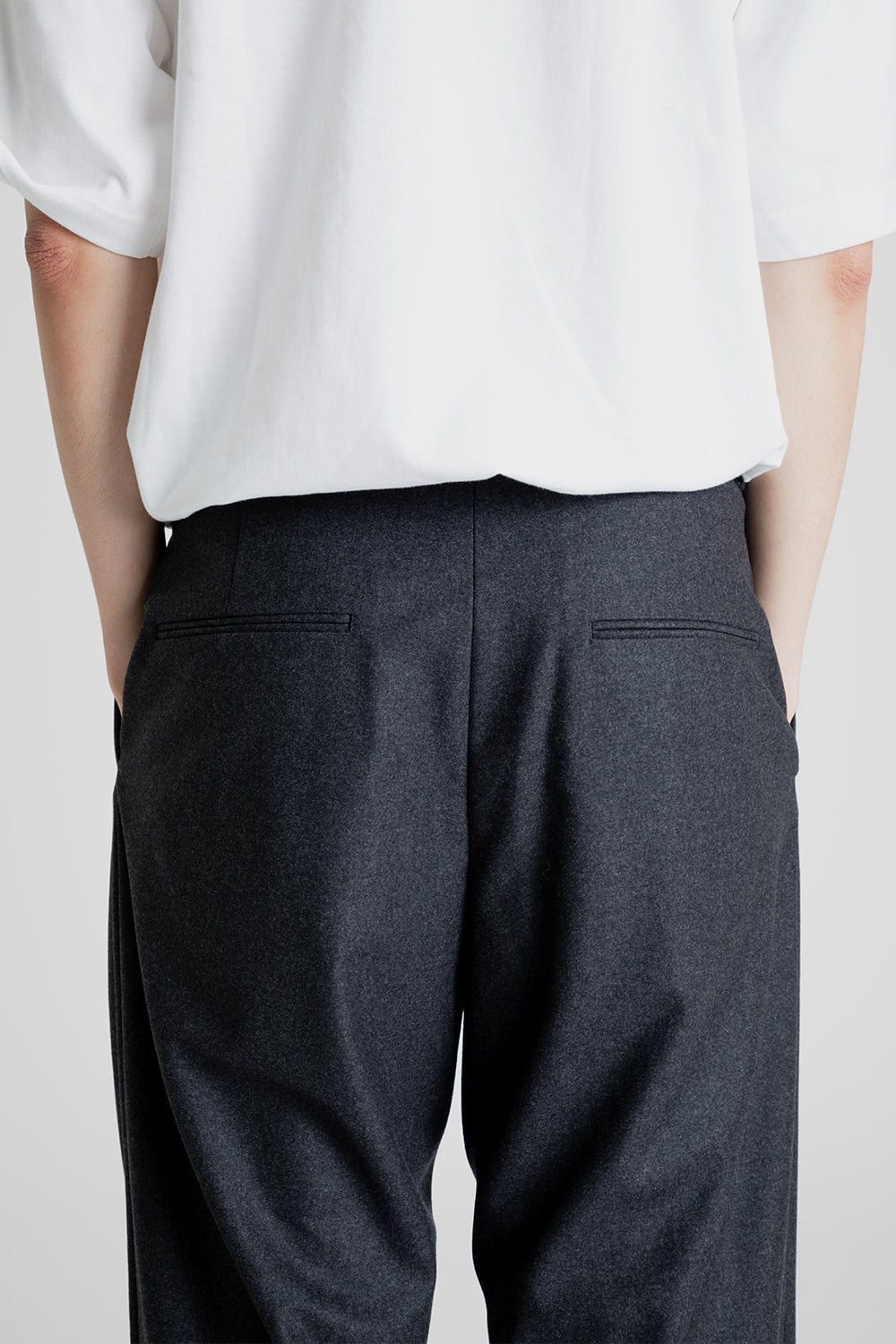 Aton Merino College Flannel Wide Pants in Charcoal Gray