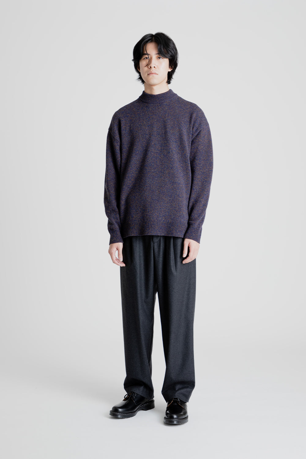 Aton Merino College Flannel Wide Pants in Charcoal Gray