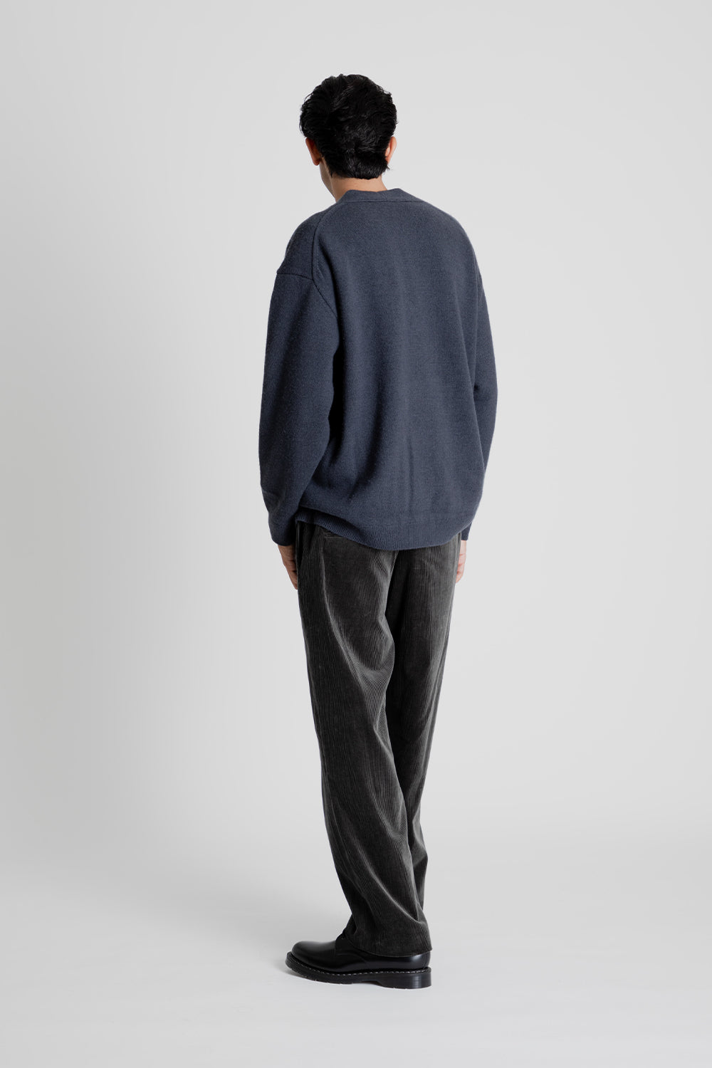 ATON Suvin Corduroy Easy Wide Pants in Charcoal Gray