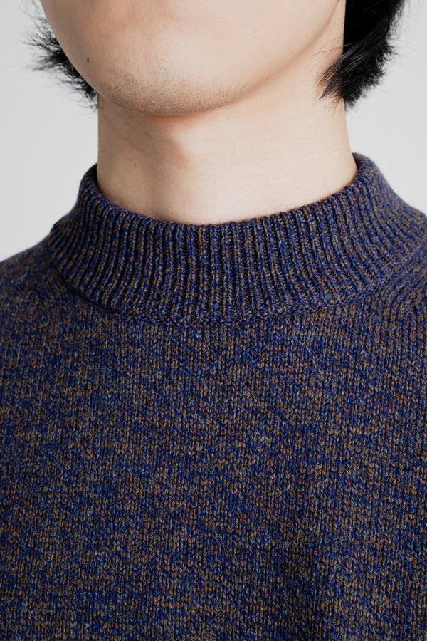 Aton Wool Mouline Mockneck Sweater - Navy | Wallace Mercantile Shop