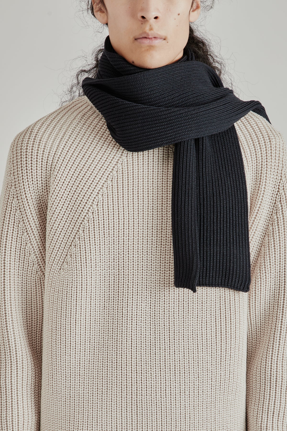 Solid Wool Muffler - Navy