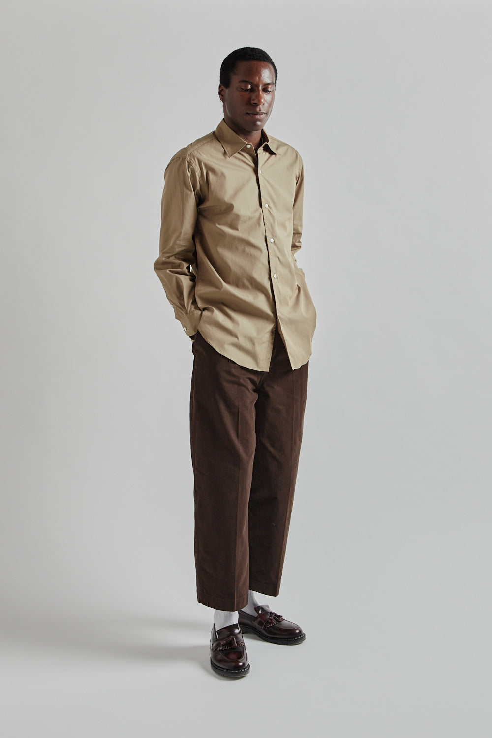 Blurhms Chambray Classic Shirt Olive Beige 10 28c44834-ecf4-4395-a732-7df5b400ae64