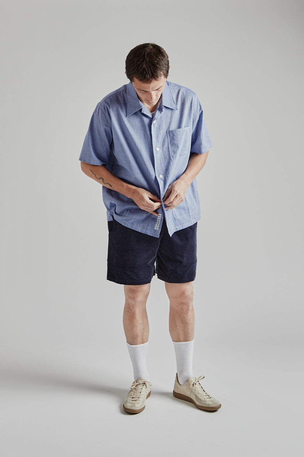 Brother Brother 3 Pocket Shirt in Navy Chambray