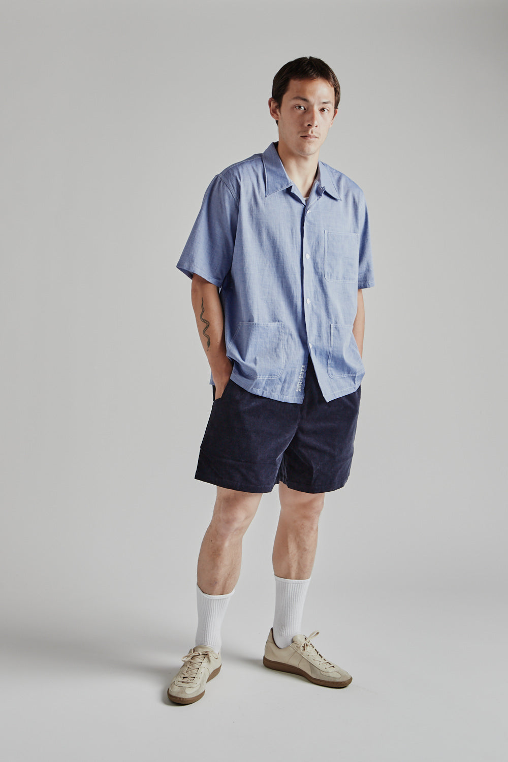 Brother Brother 3 Pocket Shirt in Navy Chambray