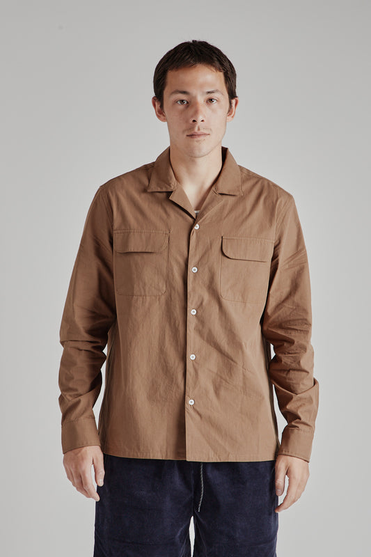 Brother Brother Camp Collar Shirt LS in Brown