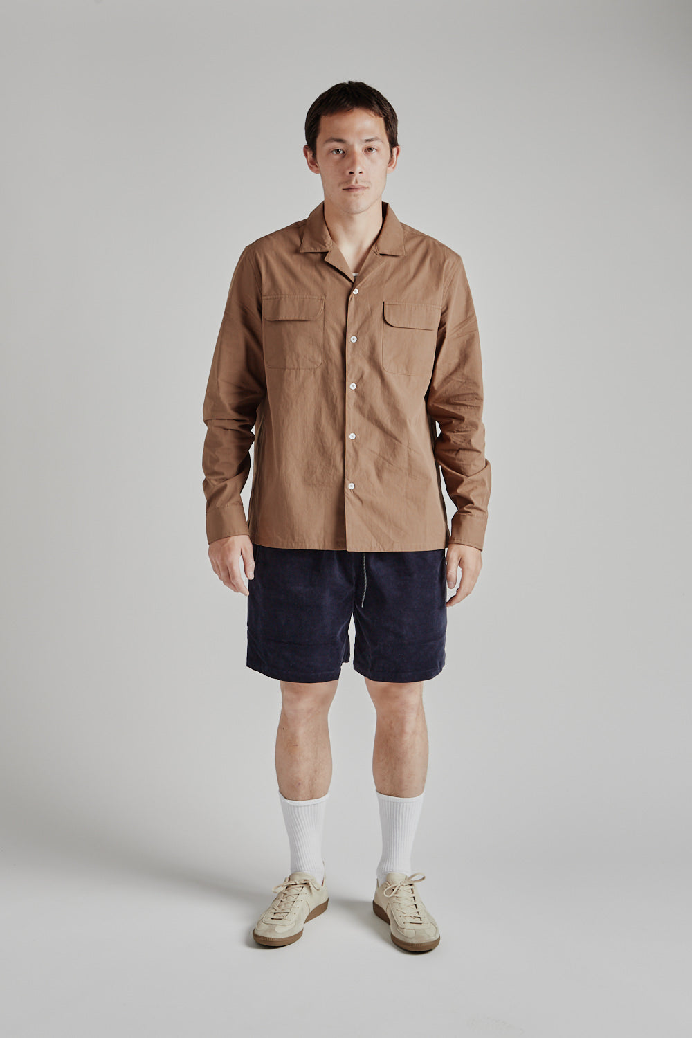 Brother Brother Camp Collar Shirt LS in Brown