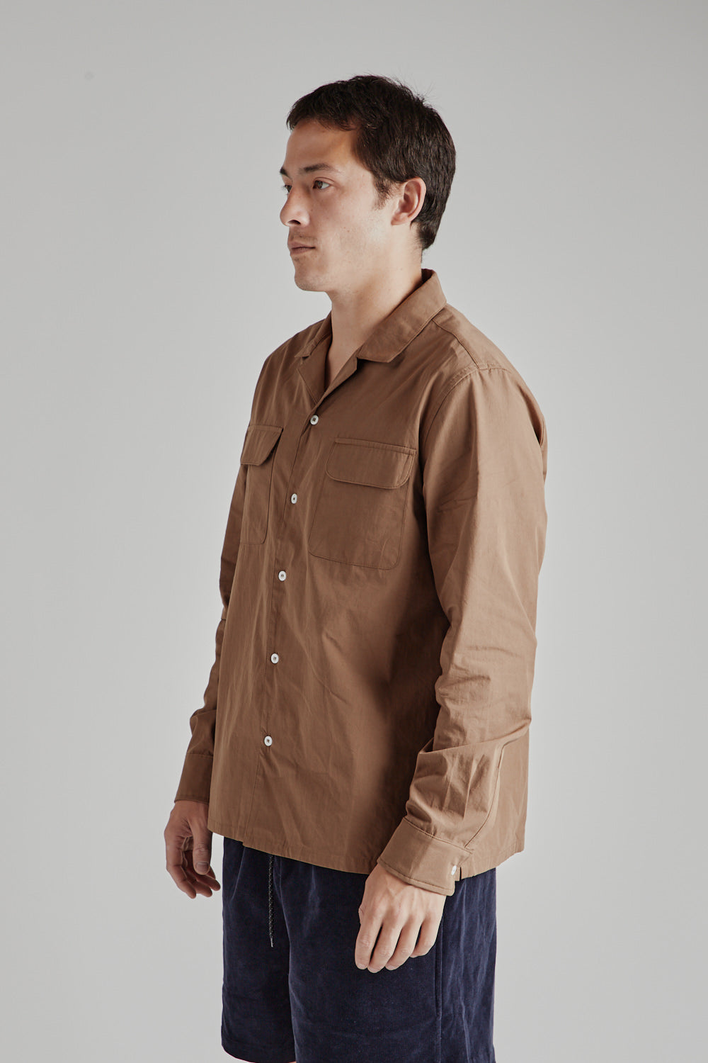 Brother Brother Camp Collar Shirt LS in Brown