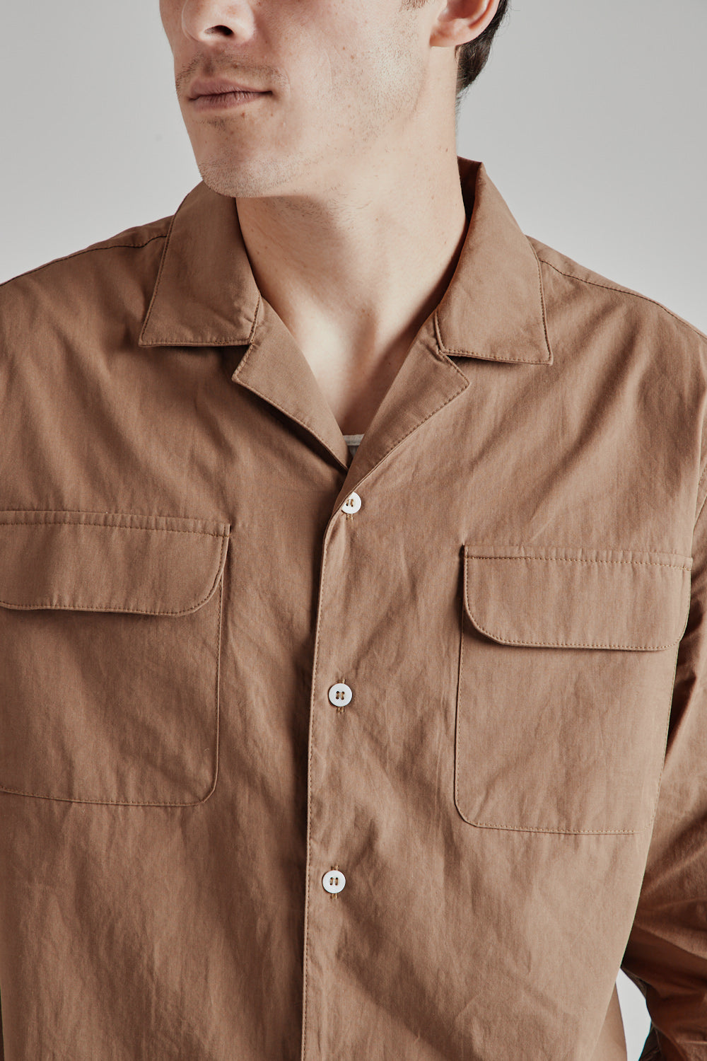 Brother Brother Camp Collar Shirt LS in Brown