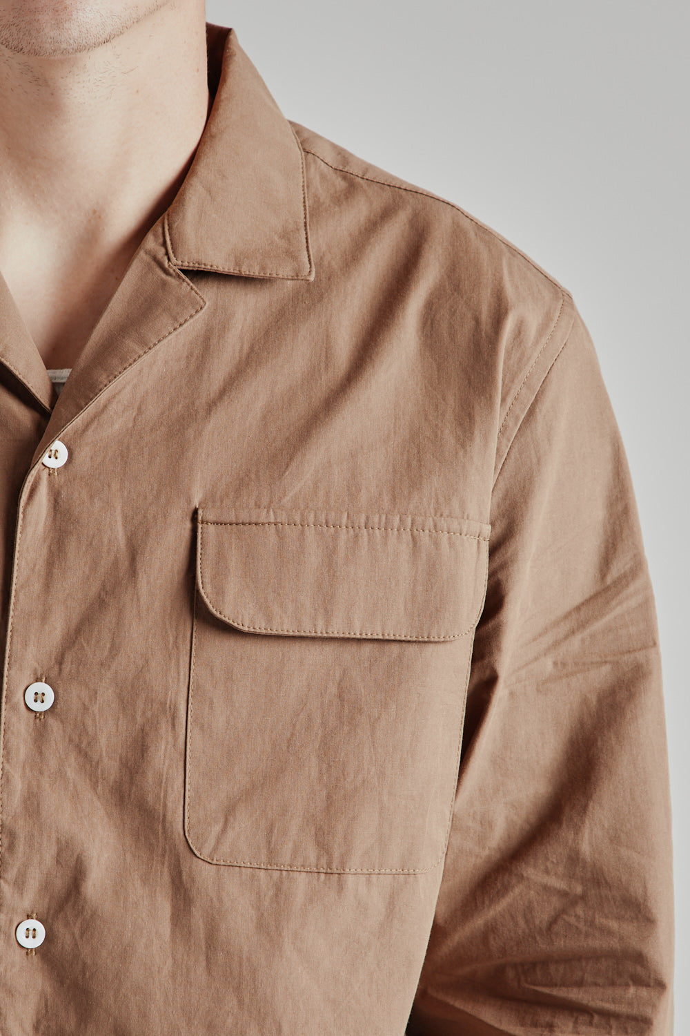 Brother Brother Camp Collar Shirt LS in Brown