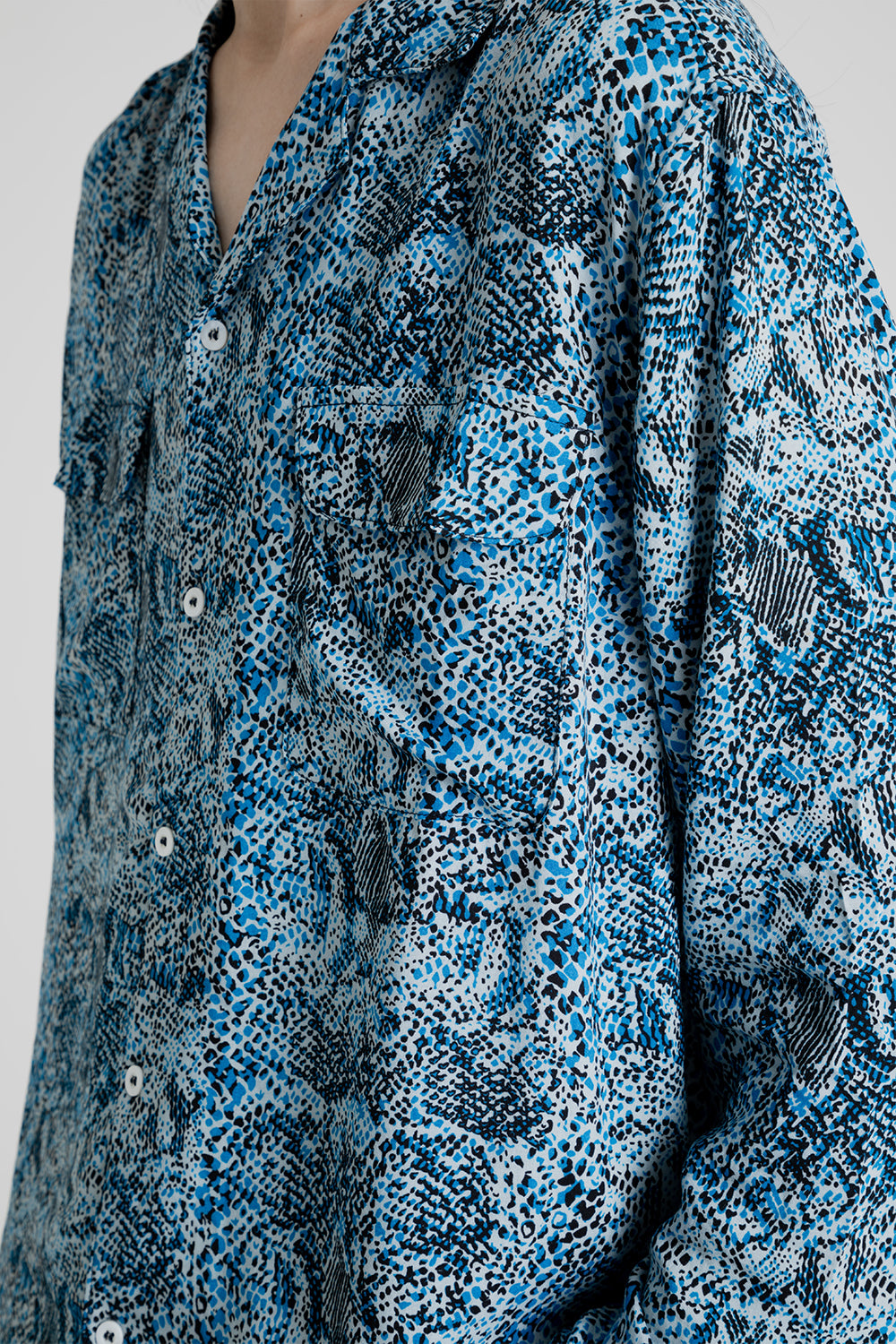 Brother Brother Products LS Rayon Shirt in Blue Snakeskin