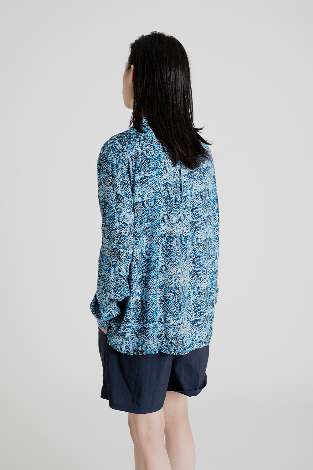 Brother Brother Products LS Rayon Shirt in Blue Snakeskin