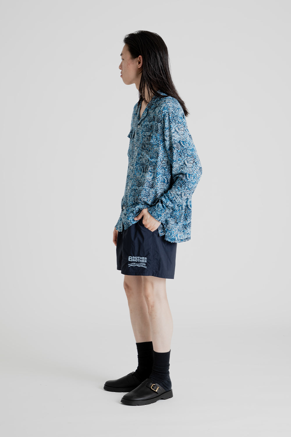 Brother Brother Products LS Rayon Shirt in Blue Snakeskin