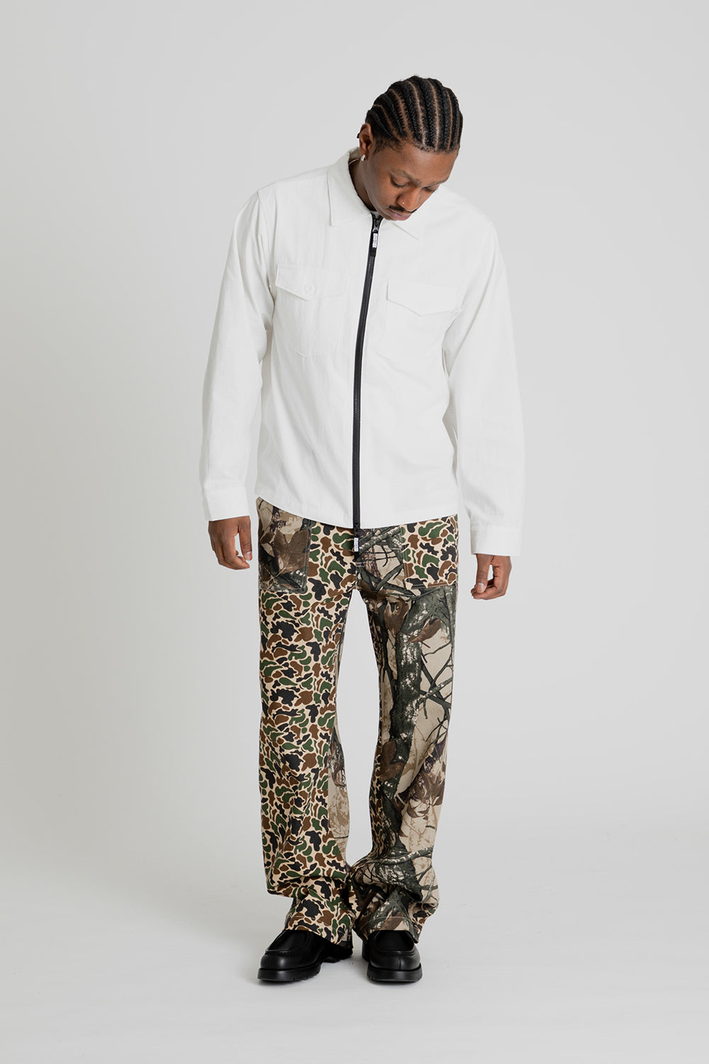Brother Brother Ripstop Military Zip LS Shirt White Front
