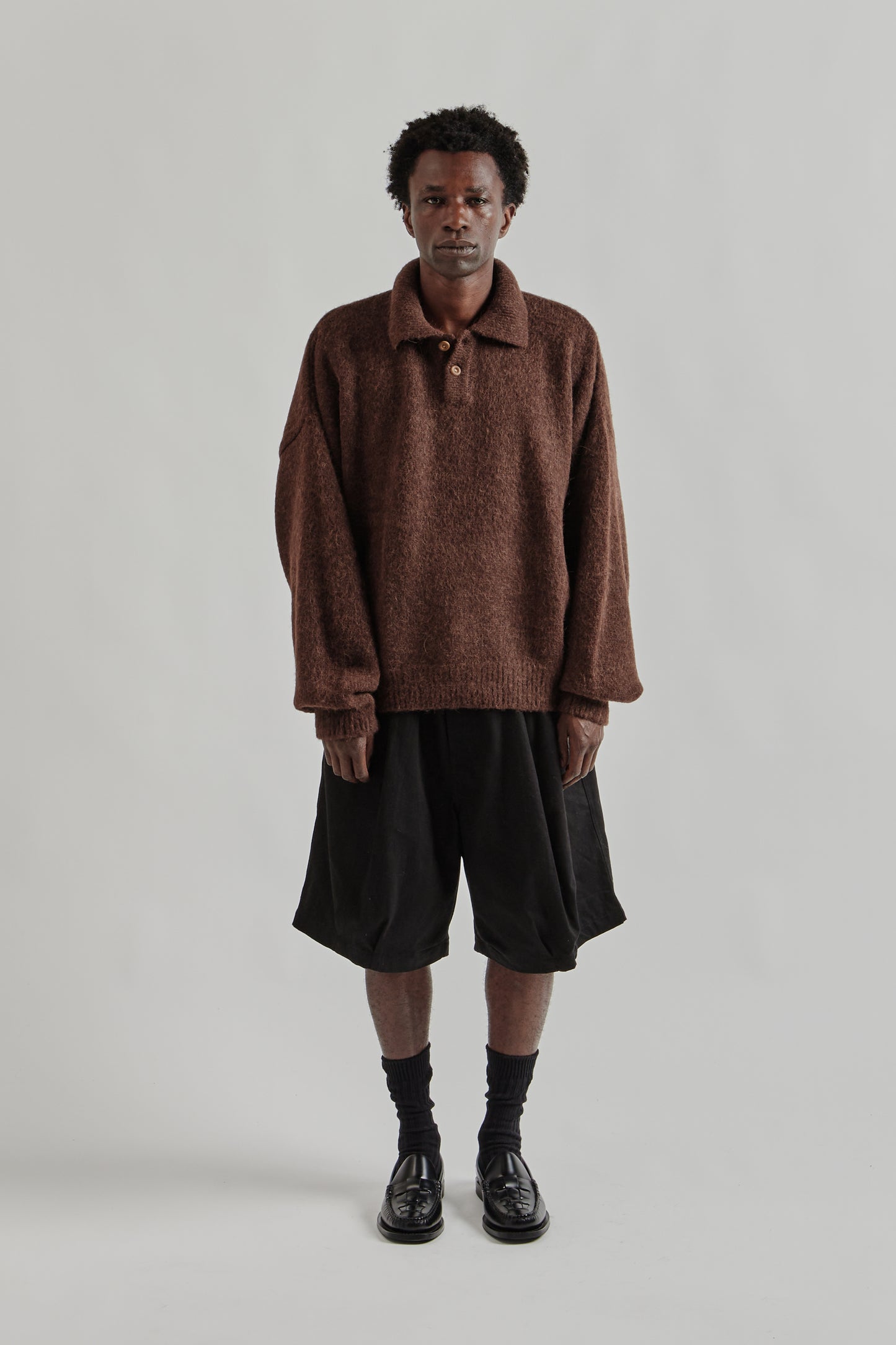 Estudio Niksen FW25 Alpaca Polo Sweater Brown 1