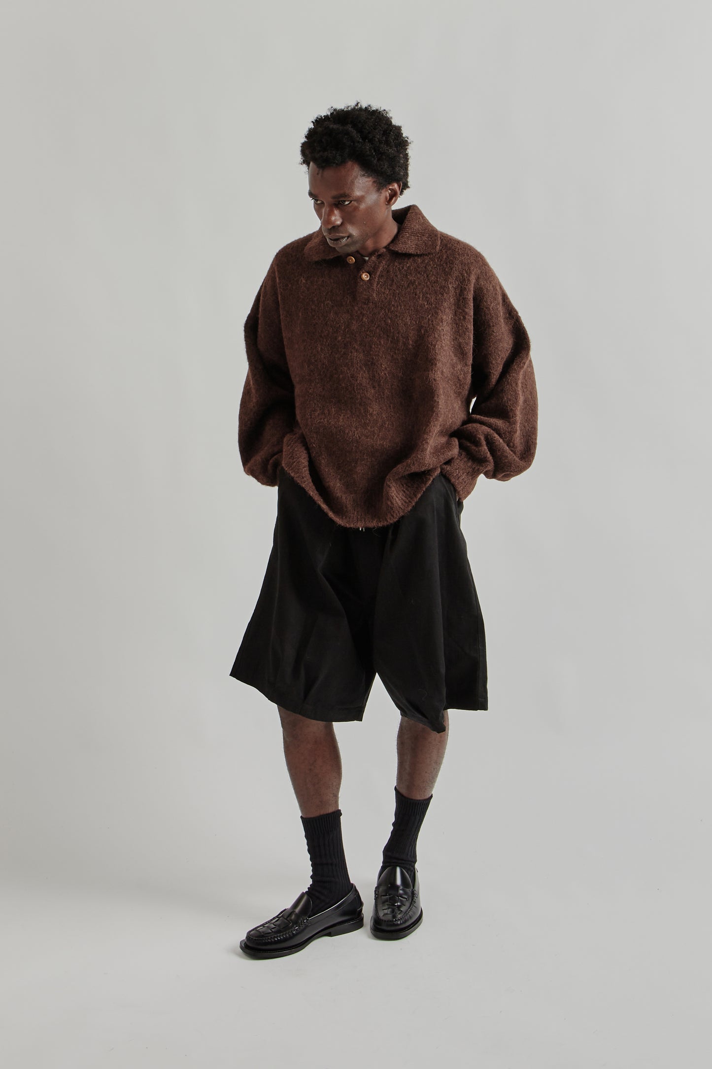 Estudio Niksen FW25 Alpaca Polo Sweater Brown 10