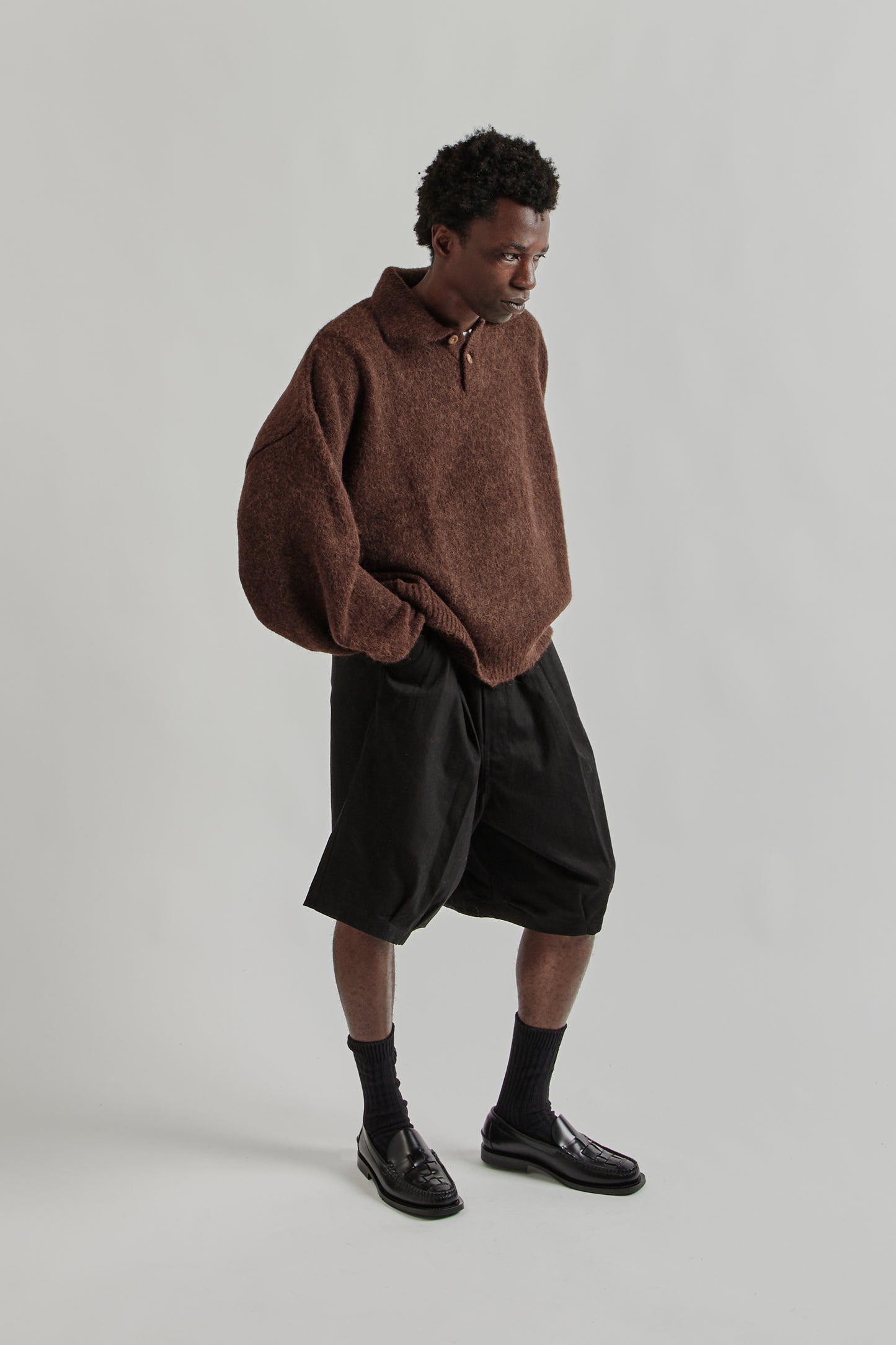 Estudio Niksen FW25 Alpaca Polo Sweater Brown 11