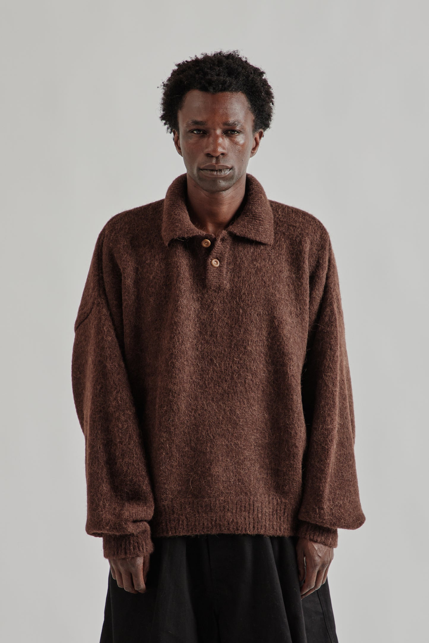 Estudio Niksen FW25 Alpaca Polo Sweater Brown 2