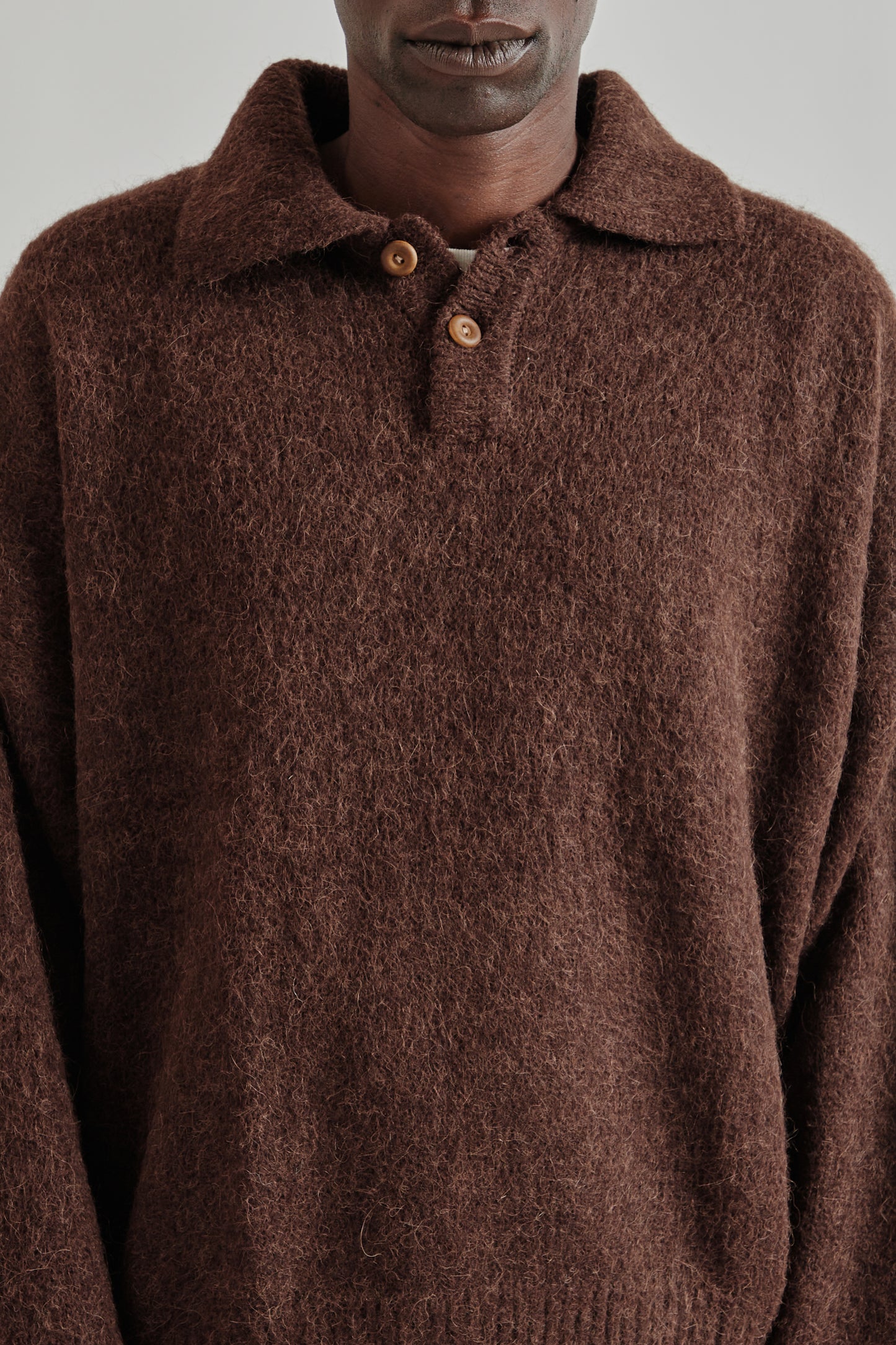 Estudio Niksen FW25 Alpaca Polo Sweater Brown 6