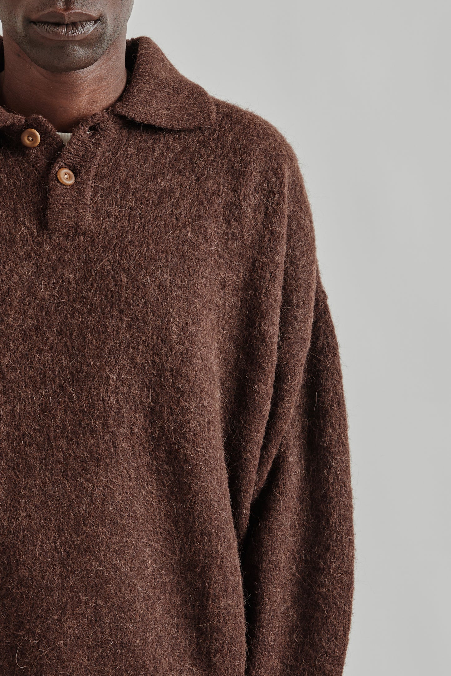Estudio Niksen FW25 Alpaca Polo Sweater Brown 7