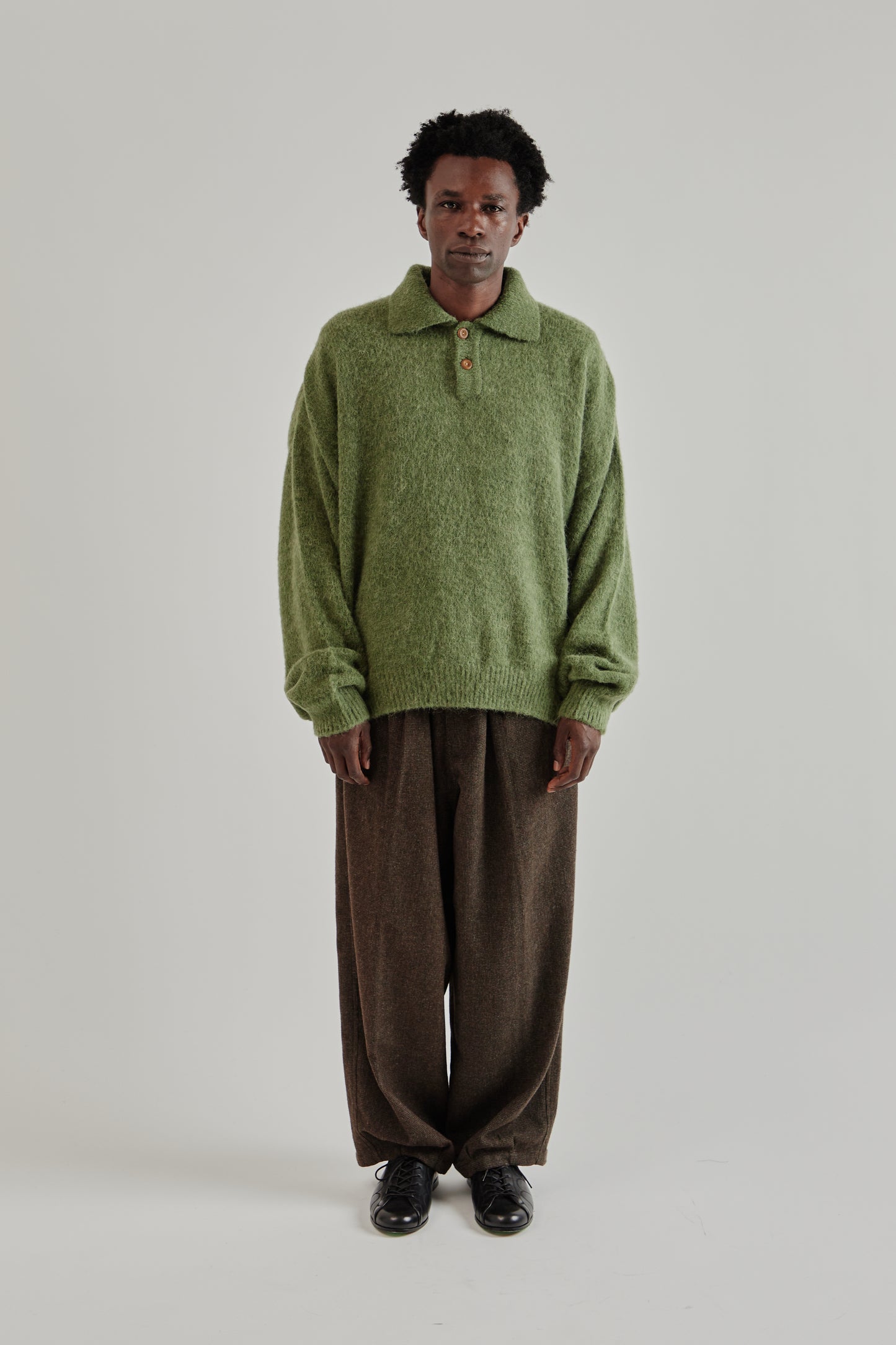 Estudio Niksen FW25 Alpaca Polo Sweater Green1