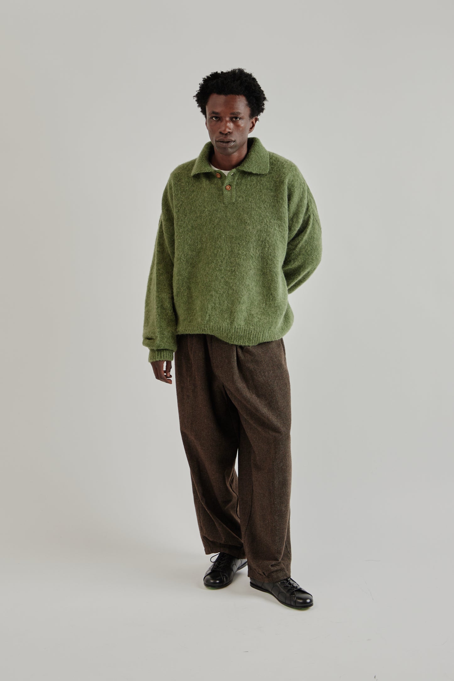 Estudio Niksen FW25 Alpaca Polo Sweater Green10